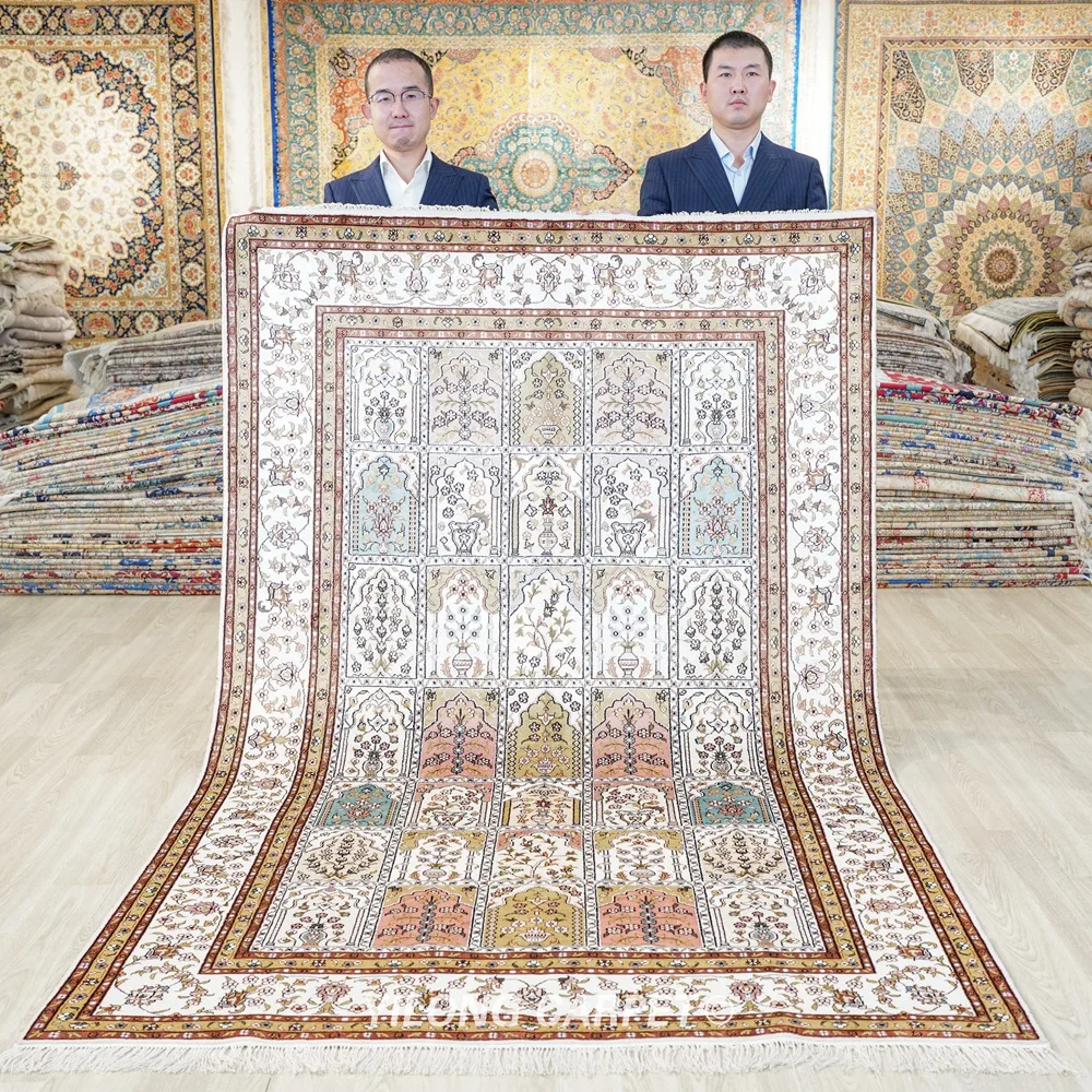 

152x244cm Handknotted Persian Silk Carpet Exquisite Oriental Four Seasons Rug (YHW059B)