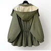 Autumn Chic Women's Windbreaker Contrast Fake Two-Piece Zip Button Wind Coat Belt Hoodie Casual All-Match Trend Outwear Jacket 6