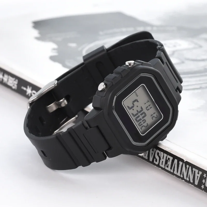 Black Resin TPU Waterproof Sports Watch Band with Stainless Steel Pin Buckle, 10mm