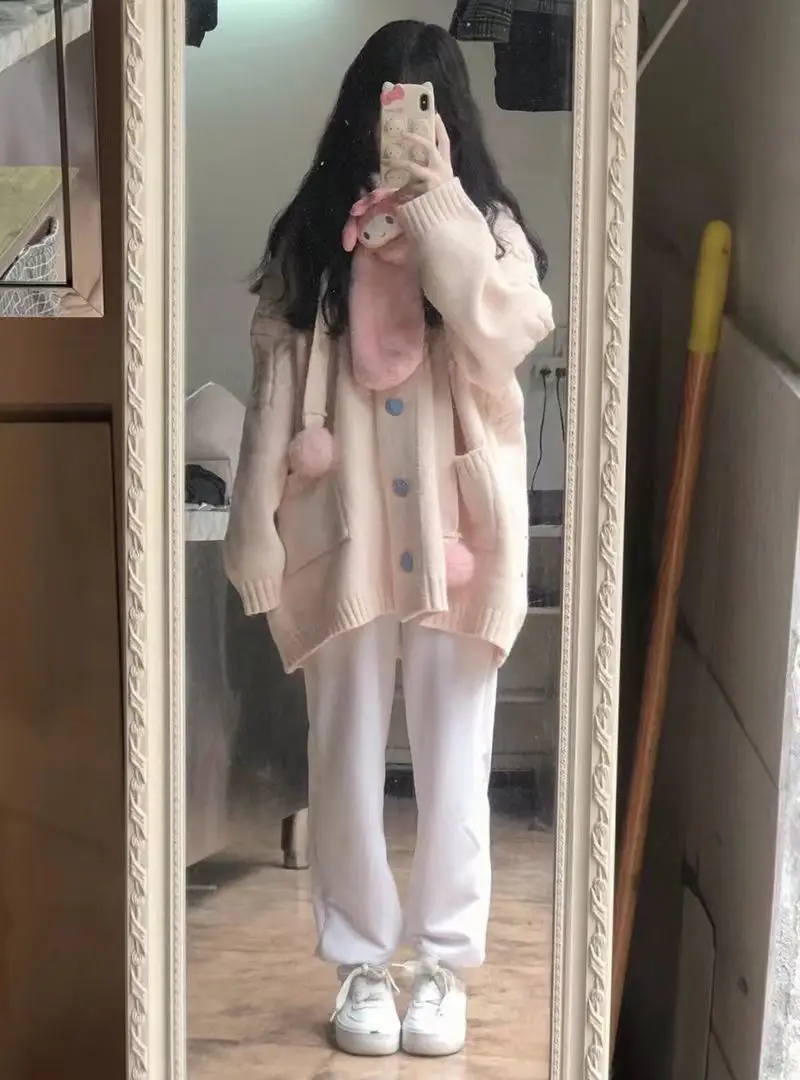 Sweaters Cardigan Women Baggy Preppy Girlish Sweet Kawaii Clothes Japanese Stylish High Street Gentle Designer Knitwear Autumn