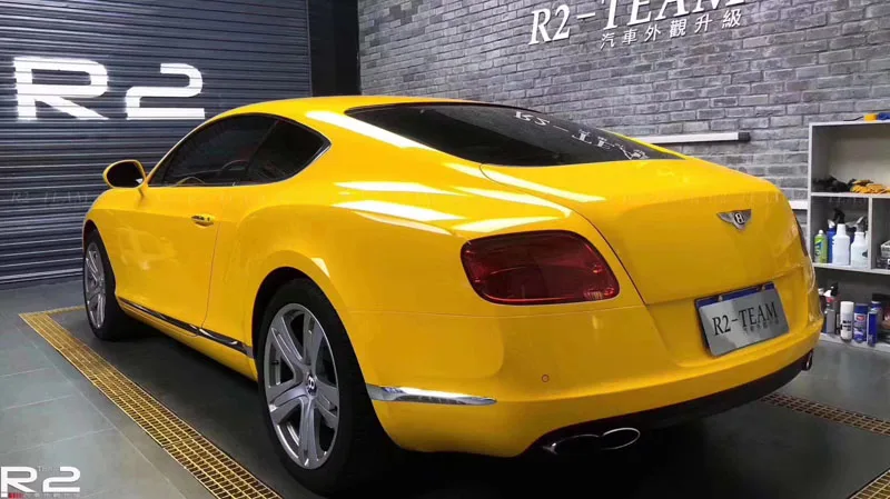Crystal Gloss Sunflower Yellow Vinyl Vehicle Car Wrap Film Sheet Roll Air Release Free Bubble - AliExpress