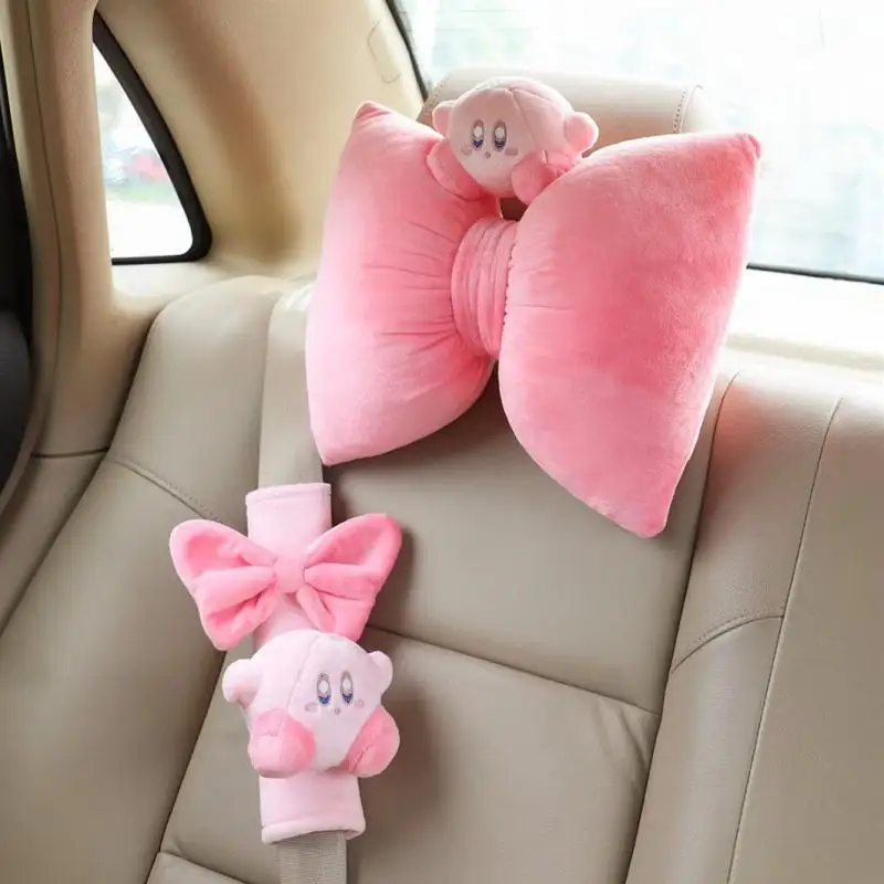 

Cute Kirby Big Butterfly Car Headrest Girl Heart Car Seat Belt Cover Cartoon Neck Pillow Plush Car Accessories Birthday Gift