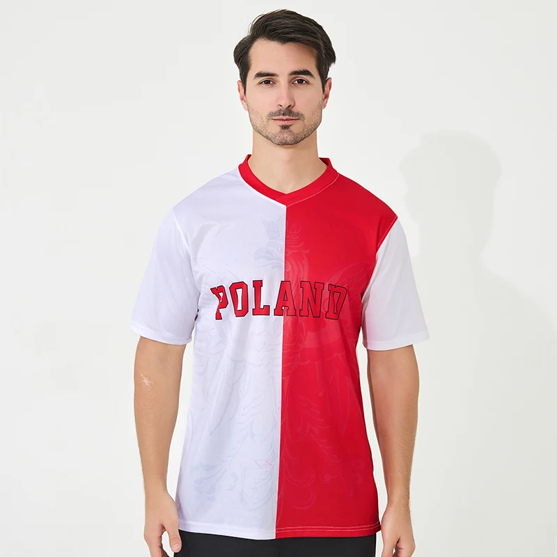 100% 폴리에스터 경량 통기성 유럽 컵 폴란드 축구 저지, 빠른 건조 하이 퀄리티 맞춤 축구 유니폼 Best5 100% 폴리에스터 경량 통기성 유럽 컵 폴란드 축구 저지, 빠른 건조 하이 퀄리티 맞춤 축구 유니폼 Best5