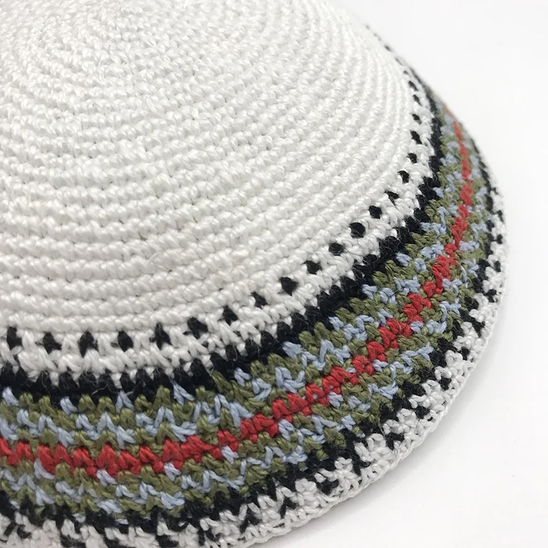 18cm Jewish Kippah Handmade Knitted Yamaka Hat for Men Judaica Yarmulke Kipa Kippot Gift