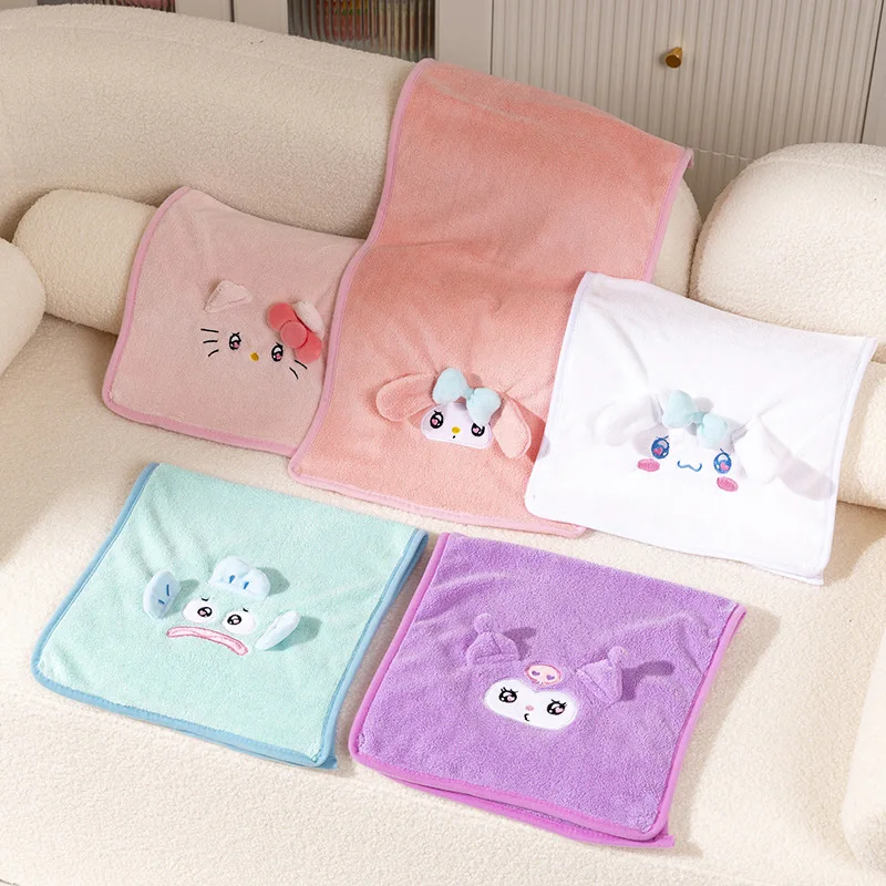 

Sanrios Kawaii Kuromi аниме мультяшное влагопоглощающее Полотенце Hello Kittys сухая шляпа для волос женское Коралловое бархатное быстросохнущее банное полотенце