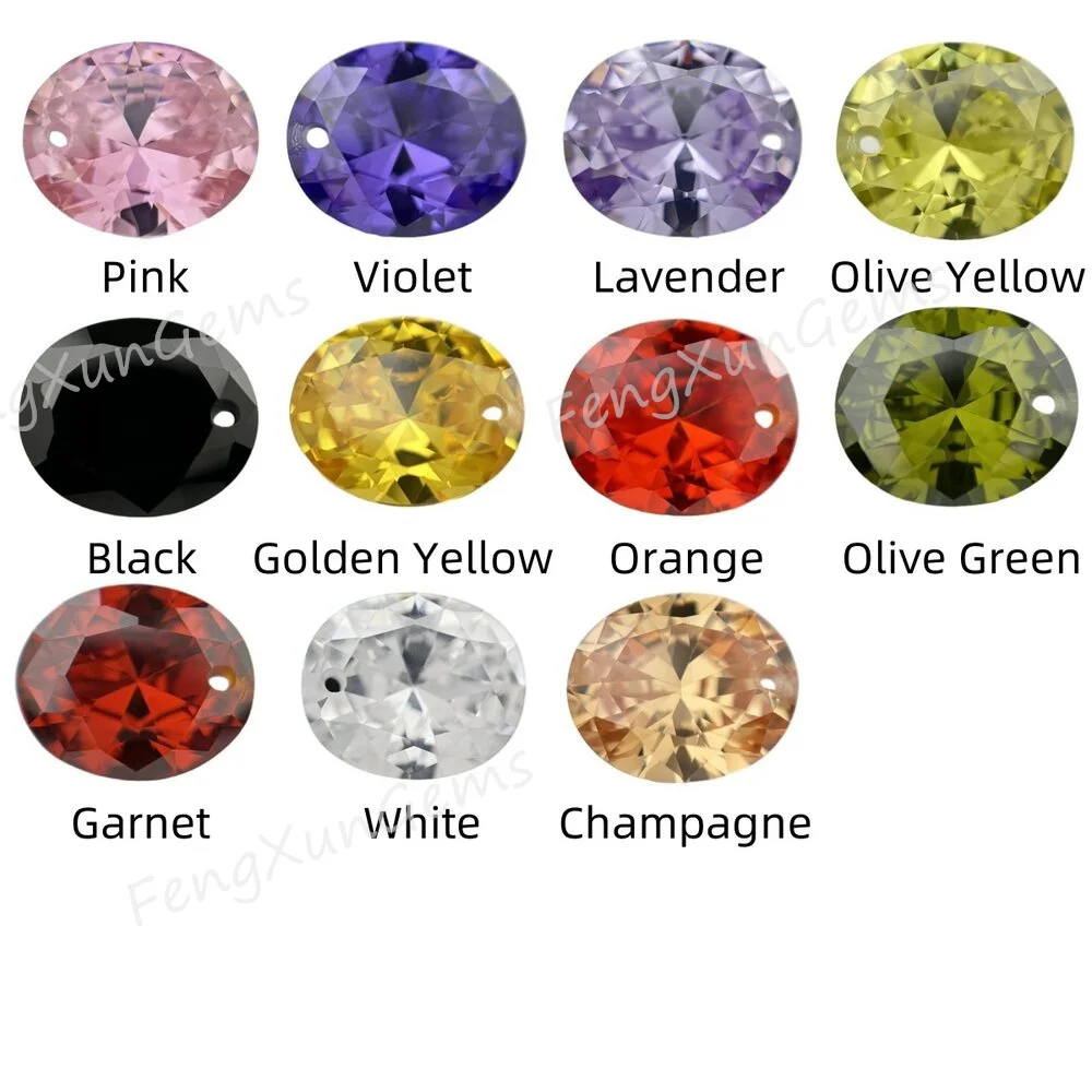 ЦИРКОНИЕВЫЕ камни с одним отверстием, разноцветные овальные камни свободного кроя, бриллианты для ювелирных изделий AAAAA, бесплатная доставка
