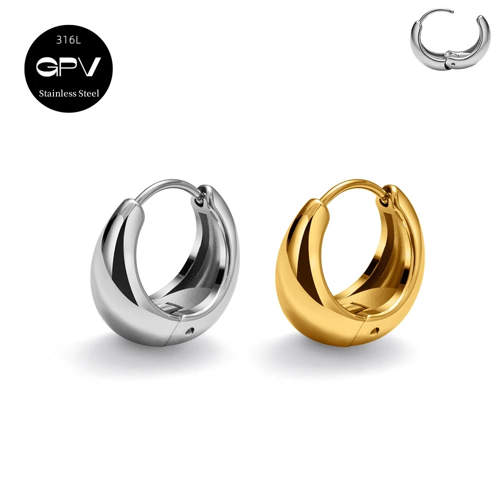 2PCS 316L Medical Stainless Steel Earrings With A Niche Design Women's Perforated Jewelry Light Luxury Ear Rings 1