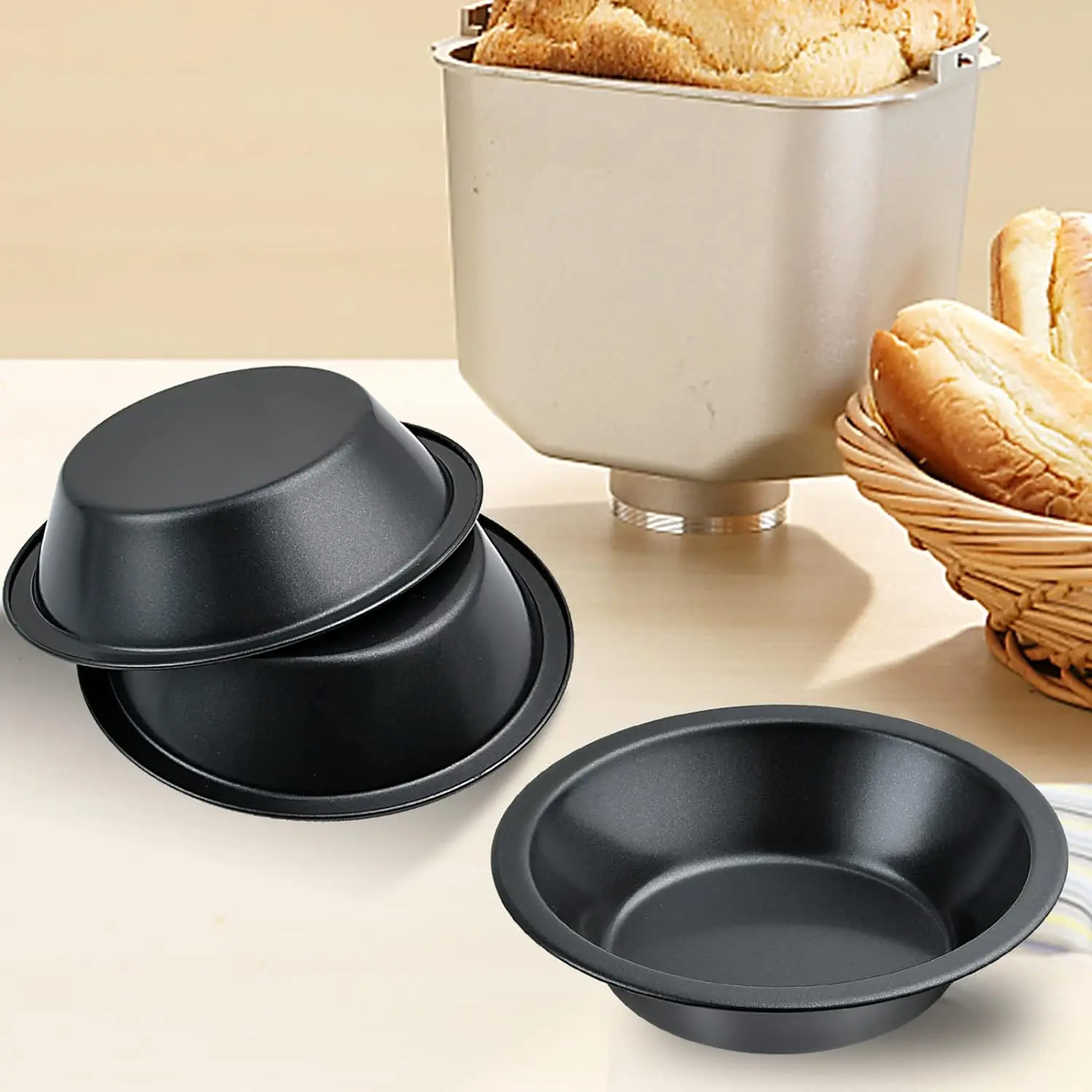 4pcs Hamburger bun baking pan Round cake oven mold Non-stick baking pan Household oven round mold