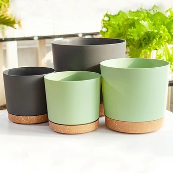 Plant Pot Circular Large Flowerpot Plastic Indoor Plants Succulent Planter with Drainage Bonsai Potted with Tray Home Decoration 5