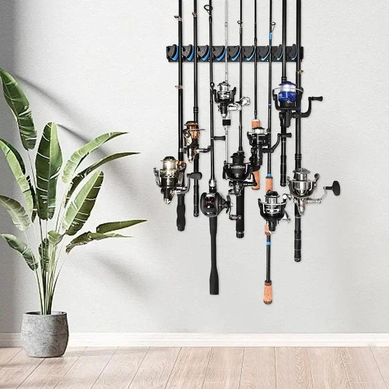 Fishing Pole Holders 2X Wall Fishing Pole Storage Organizer Rod Rack Vertical Holder Holds Up To 18 Rods Or