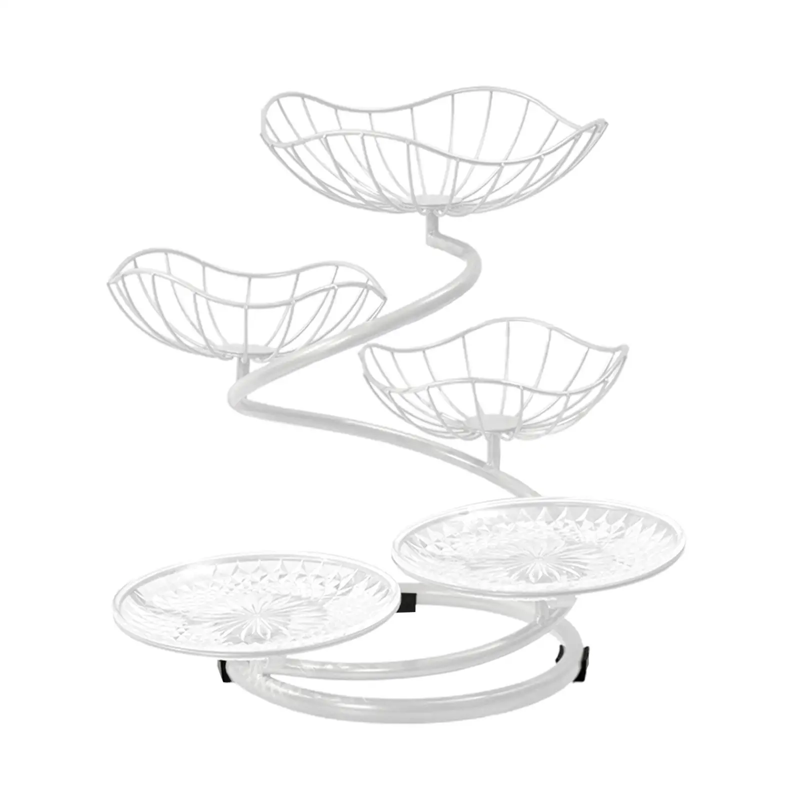 5 Tier Fruit Basket Bowl Serving Tray Counter Wrought Iron Fruit Stand Container Space Saving Modern Metal Wire Fruit Holder