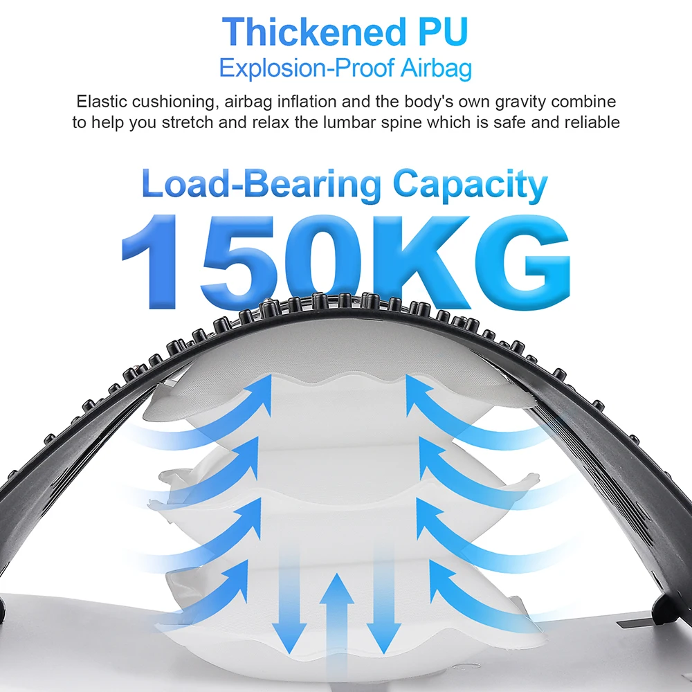 2-IN-1 Manual+Electric Back Stretcher Adjustable Height Airbag Waist Back Stretching Massager Lumbar Support Traction masajeador