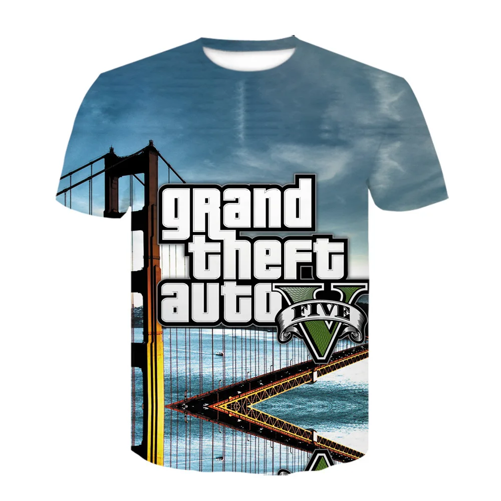 남녀공용 3D 그랜드 도난 자동 인쇄 티셔츠, 게임 Gta 45 그래픽 티셔츠, 반팔 상의, 티 의류, 여름 신상