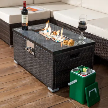 Outdoor Rattan Propane Fire Table 1