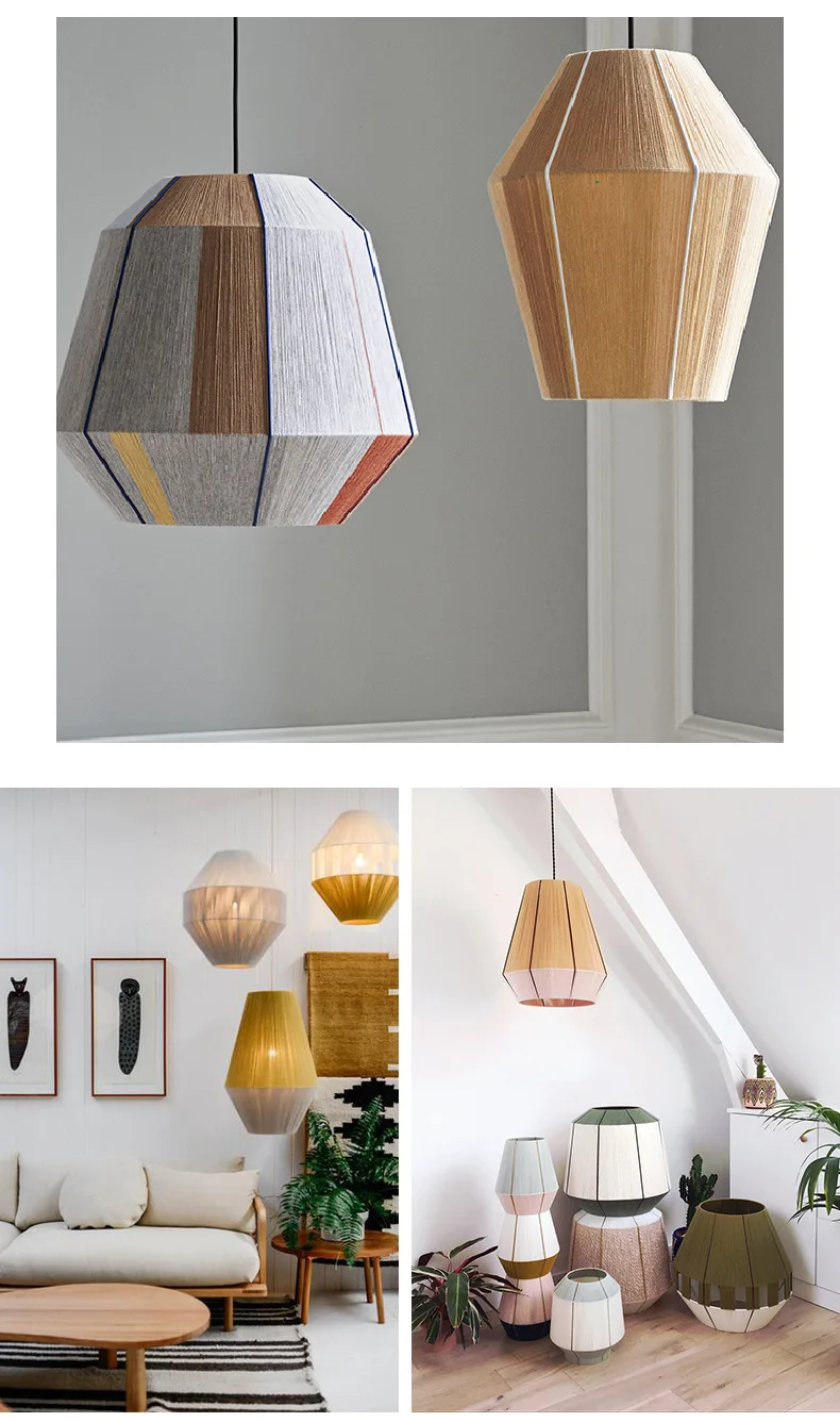 Lámparas Colgantes Japonés Pastoral Ratán Arte Araña Comedor Dormitorio