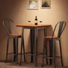 Bar Table and Chairs Set,Pub Table and Chairs Set of 2,with Elm Solid Wood and Thickened Metal Frame,for Small Space,Bistro Cafe 1
