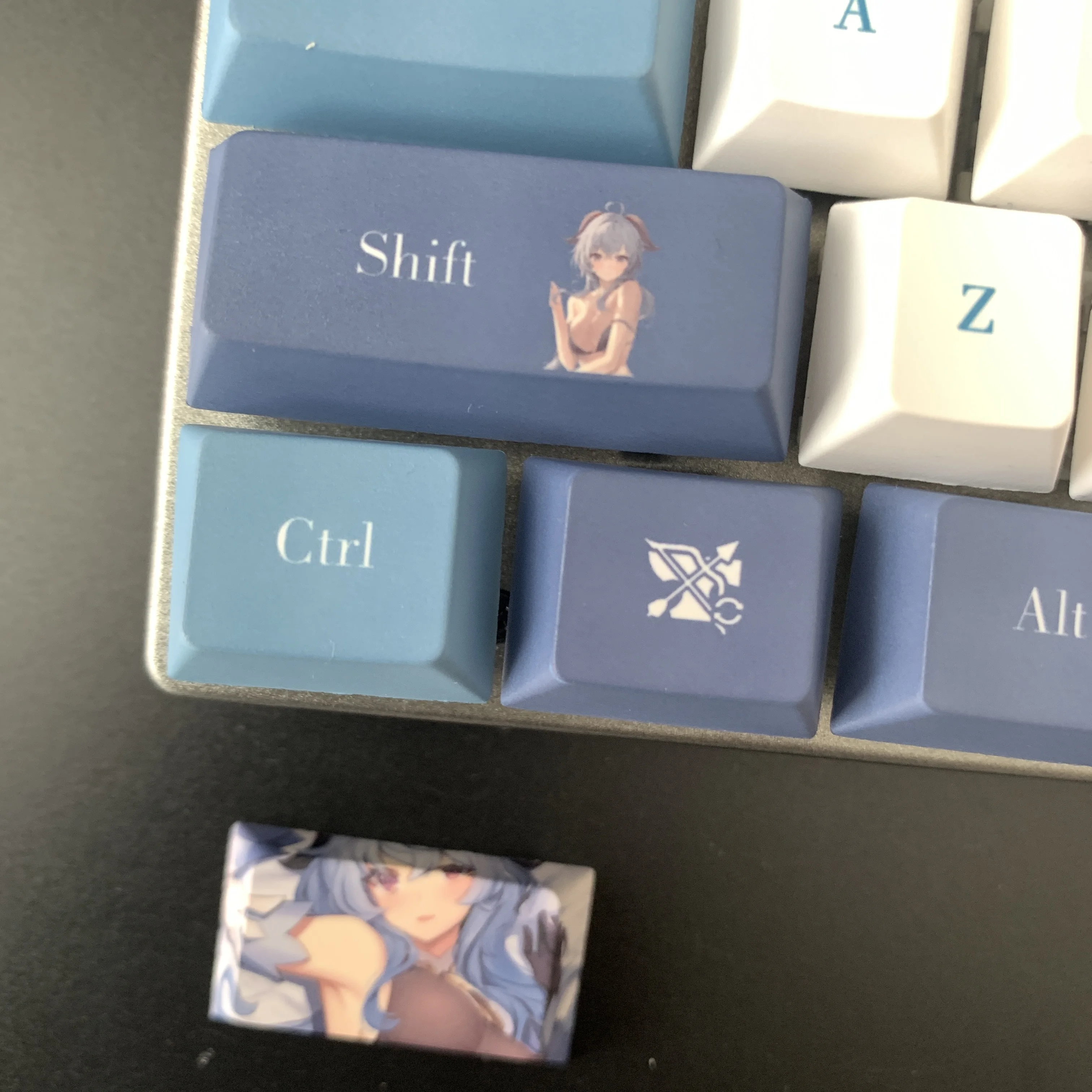 genshin keycaps genshin impacto tema ganyu pbt material chaves conjunto para teclado mecânico chave chreey perfil