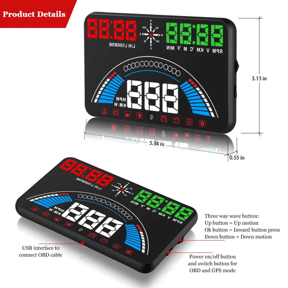  º ǻ OBD2 GPS   ÷,   Һ HUD  , ڵ GPS  ӵ
