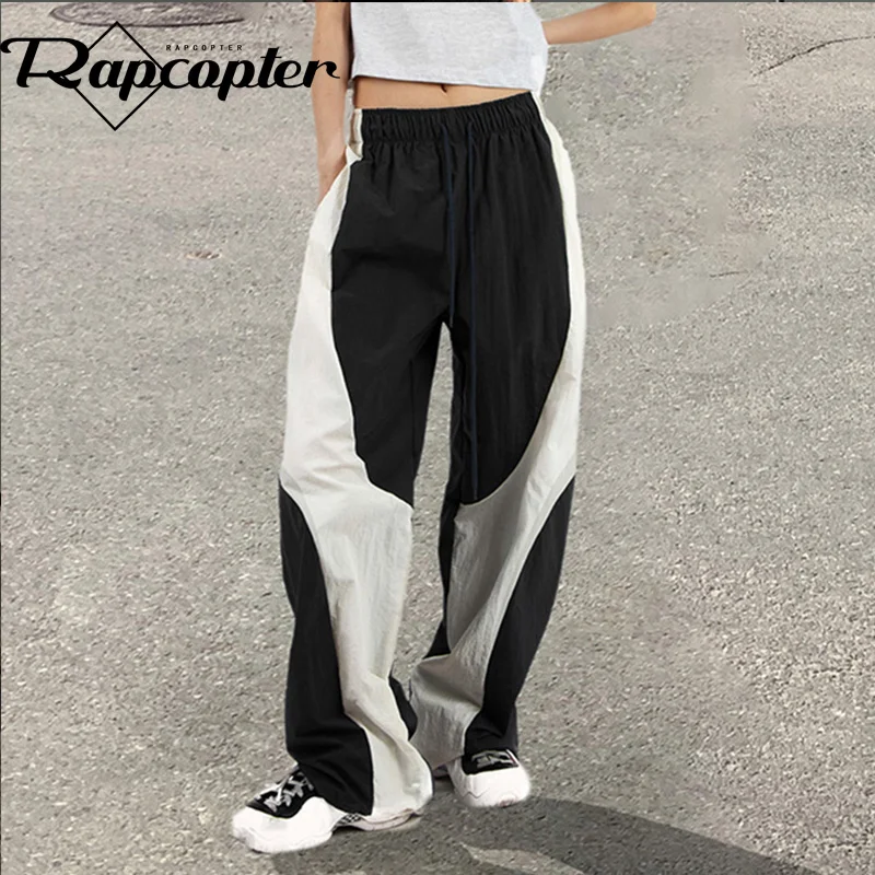 

Rapcopter Patchwork Cargo Pants Women Vintage Harajuku Korean Streetwear Pants Casual Sportywear Baggy Trousers Fashion Joggers