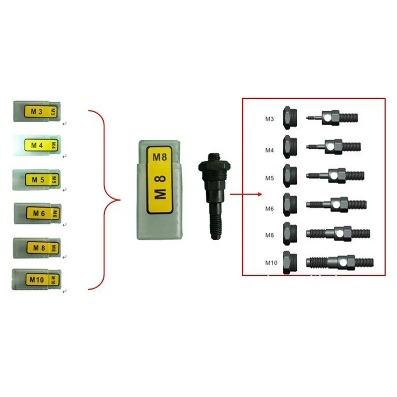 Riveter Gun Tool Hand Riveter Interchangeable Mandrel Insert Threaded Nut Rivet Drilling Rivet Tool M3-M12 Spare Part 4