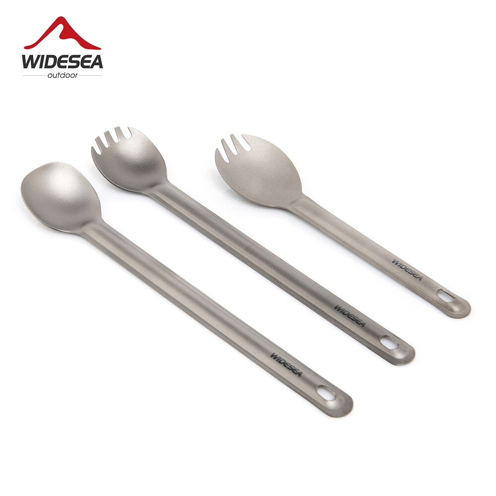  Widesea Camping Titanium Spork Spoon Outdoor Lightweight Fork Tableware Portable Picnic Hiking Travelling Ultralight Dinnerware 