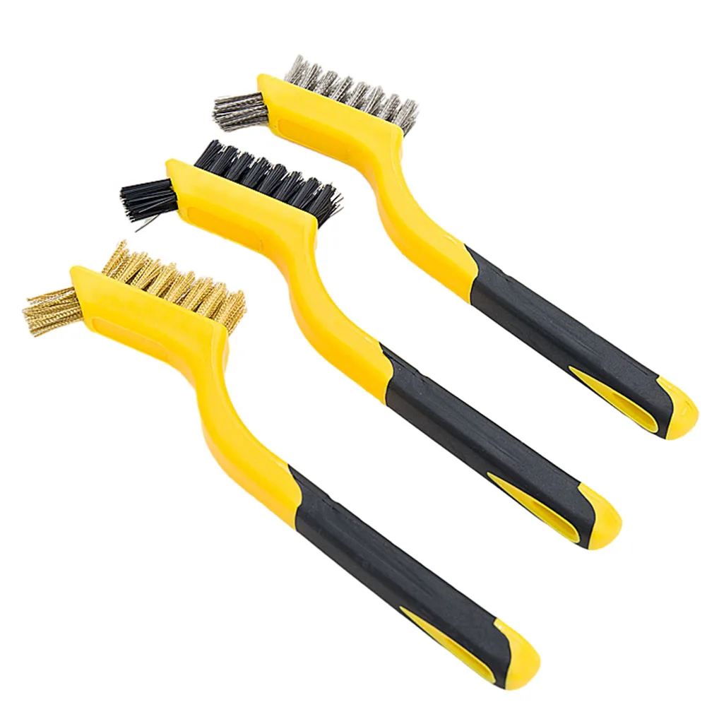 

6pcs Cleaning Brushes Stainless Steel Wire/Brass/Nylon Brushes 7Inch For Removeing Rust Scale Paint Cleaning Tool Set