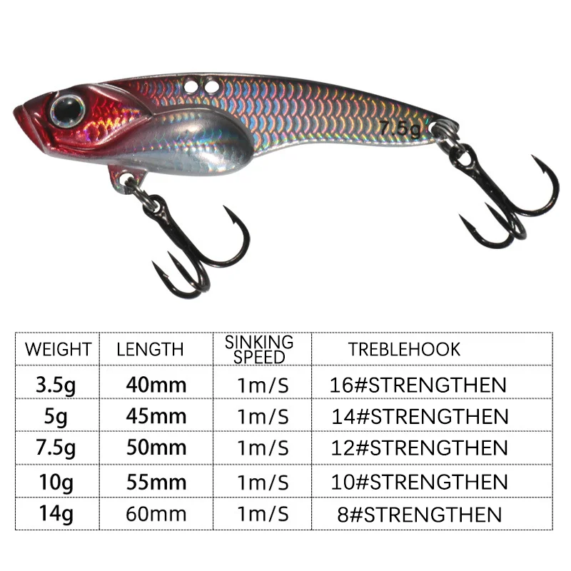 Quality VIB Fishing Lure jig 3.5-14g Artificial Blade Metal Sinking Spinner Vibration Bait Swimbait Pesca for Bass Pike Perch