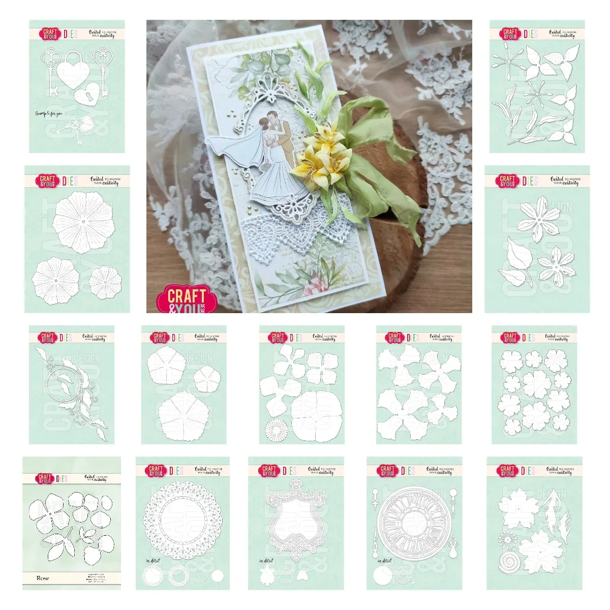 Young Couple with Veil Metal Cutting Dies Rose Craft Decoration Scrapbook DIY Wedding Greeting Card Handmade Valentine's Day metal cutting dies