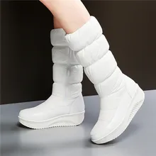 

Women Shoes Mid-calf Boots 2022 New Winter Keep Long Warm Round Toe Female Snow Boots Side Zipper Platforms Casual Shoes Woman