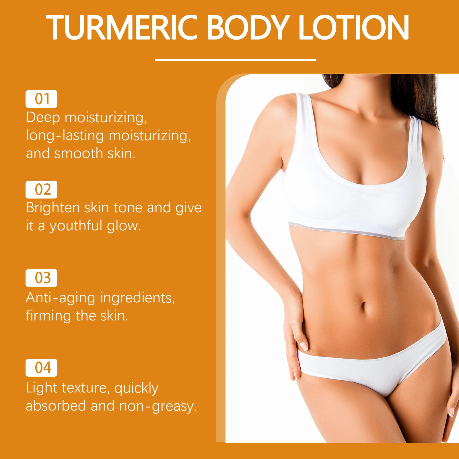 Turmeric Body Lotion Brightening Skin Radiance Rejuvenating Cream Improve Dullness Even Skin Tone Moisturizing Body Care Product 5