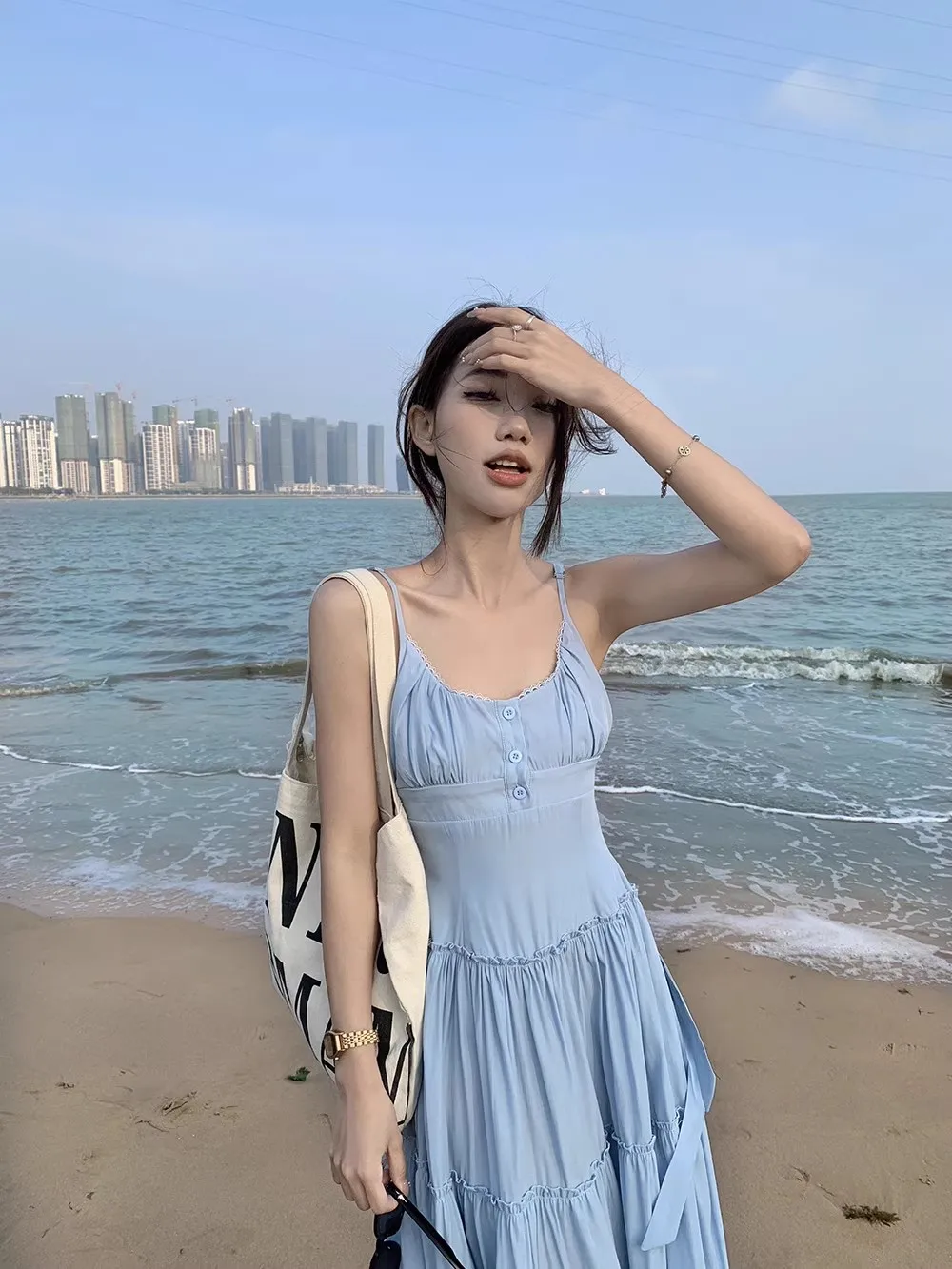 French Elegant Dresses for Women Solid Spaghetti Strap Summer New Ruffles A-line Casual Korean Chic Midi Vestidos Mujer