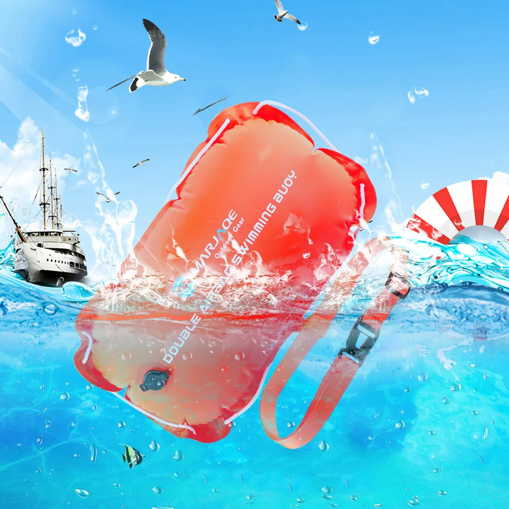 Multifunctional Air Bag Double Outdoor Safety Training Swimming Buoy with Waist Belt Water Sports Lifesaver Float Tow Bag