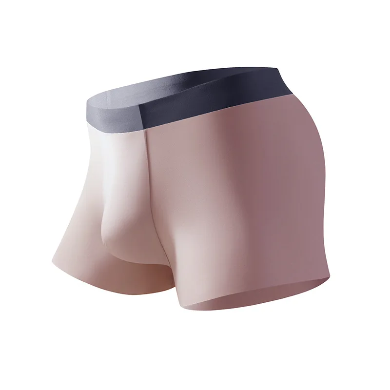 Seamless Ice Silk Men's Underwear Ultra-Thin Summer Breathable Quick-Drying Cotton File Antibacterial Boxer Underwear