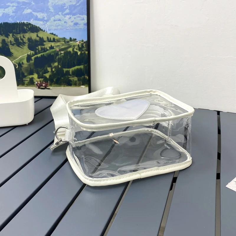 Neue Transparente PVC Mode frauen Tasche Mit Liebe Muster Freizeit Schulter Tasche Reise Gürtel Null Brieftasche Vielseitige Umhängetasche – Detail 22