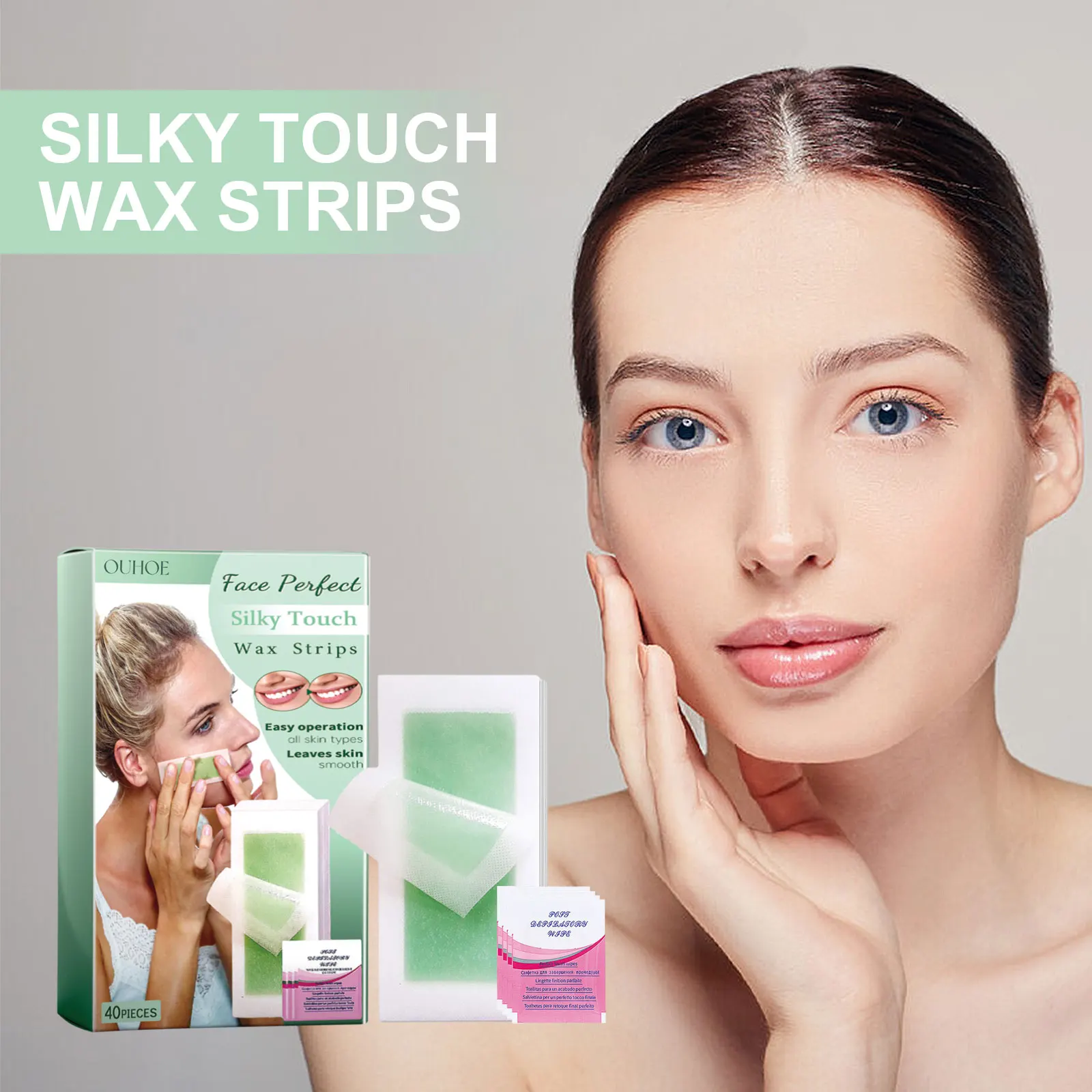 Depilatory Wax Strips for Hair Removal Facial Lip Chin Upper Toes Cheeks Eyebrows Beard Neck Arm Leg Body Epilation Beauty Tools 6