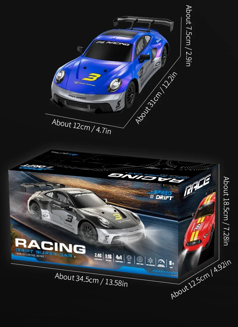 RC28 1:16 2.4G 4WD Electric RC Racing Car High Speed Drift Remote Radio Control Car Toy Gifts For Boys Kids Children