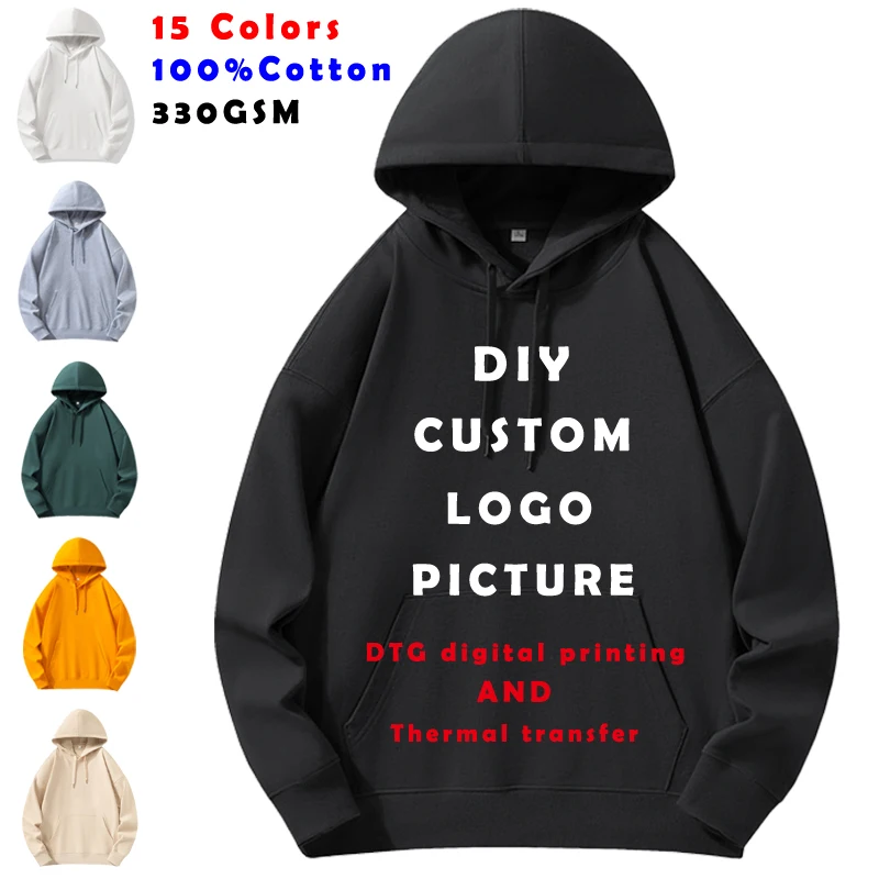 330GSM-100-Cotton-Hoodies-Men-Women-DIY-Customize-Logo-Your-OWN-Design ...
