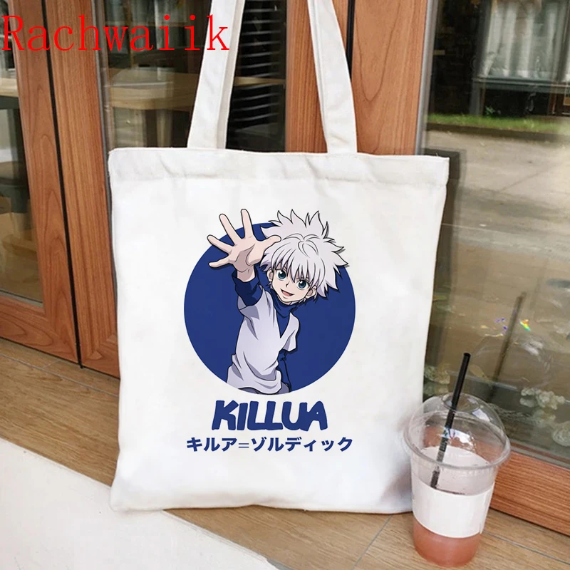 japanese Anime hunter x hunter Eco Canvas Shopper Bag Manga Tote Harajuku Women Shoulder Bag Killua Zoldyck Hisoka Shopping Bag Women's Bags best of sale Totes