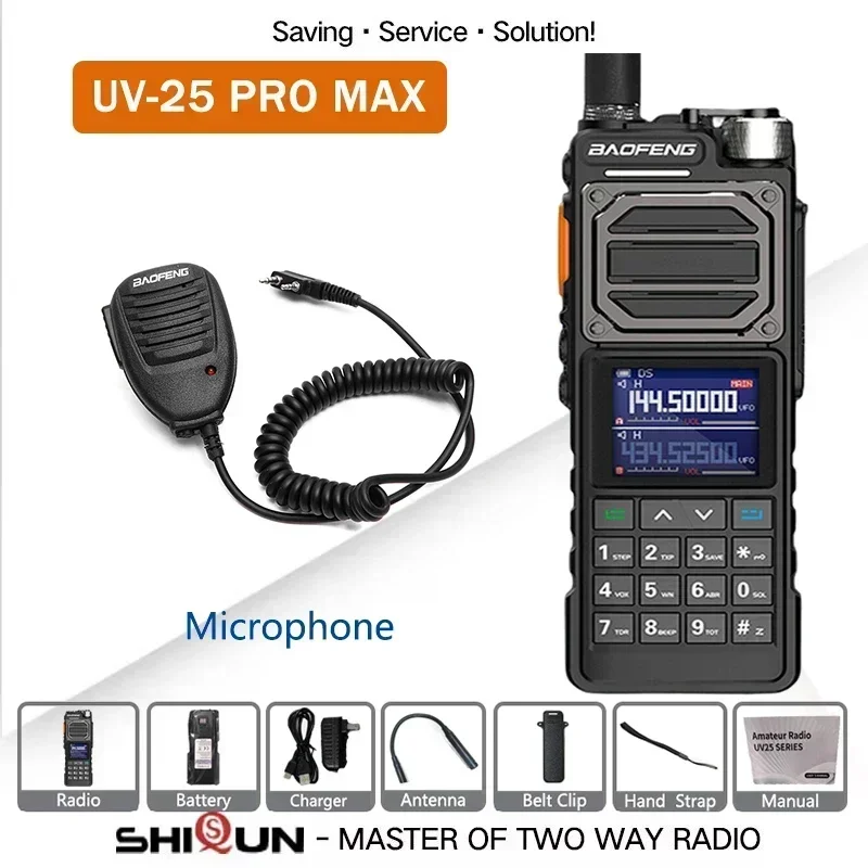 New UV-25 Pro Max Tactical Walkie Talkie High Power 50KM 136-520MHz 999CH USB C Charger Two Way Radios Six Bands BF-X5 Pro 5