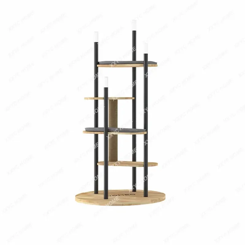 Night Light Cat Climbing Frame Solid Wood Nest Jumping Platform Luxury Floor Lamp Climbing Frame