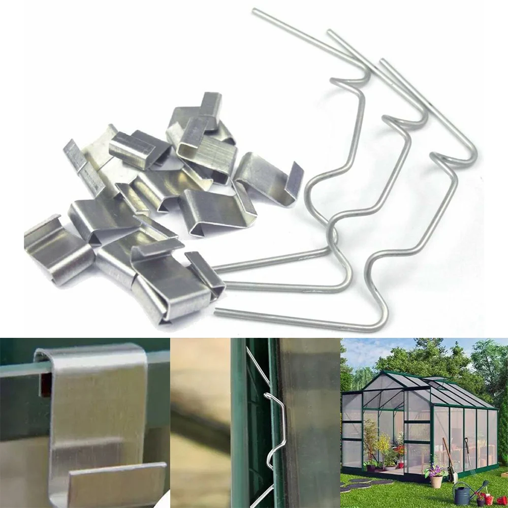 

Sets W/Z Glasshouse Stainless Steel Glazing Clips Glass Fixed Clamps Spring Garden Greenhouse Spares Glass Frame Fixing Parts
