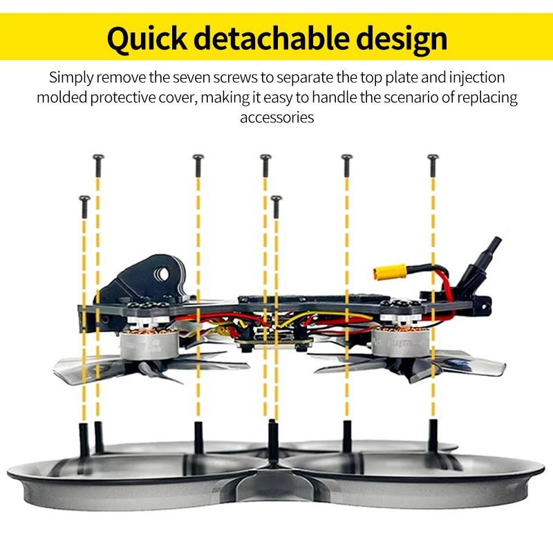 Kit FPV Analogique PNP brun, vue arrière avec connecteurs et batterie.