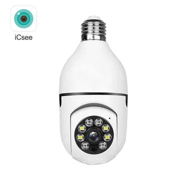 ICSEE 4MP Bulb Camera Network PTZ Bulb E27 Socket PTZ Light Bulb CCTV Camera 1080P 1