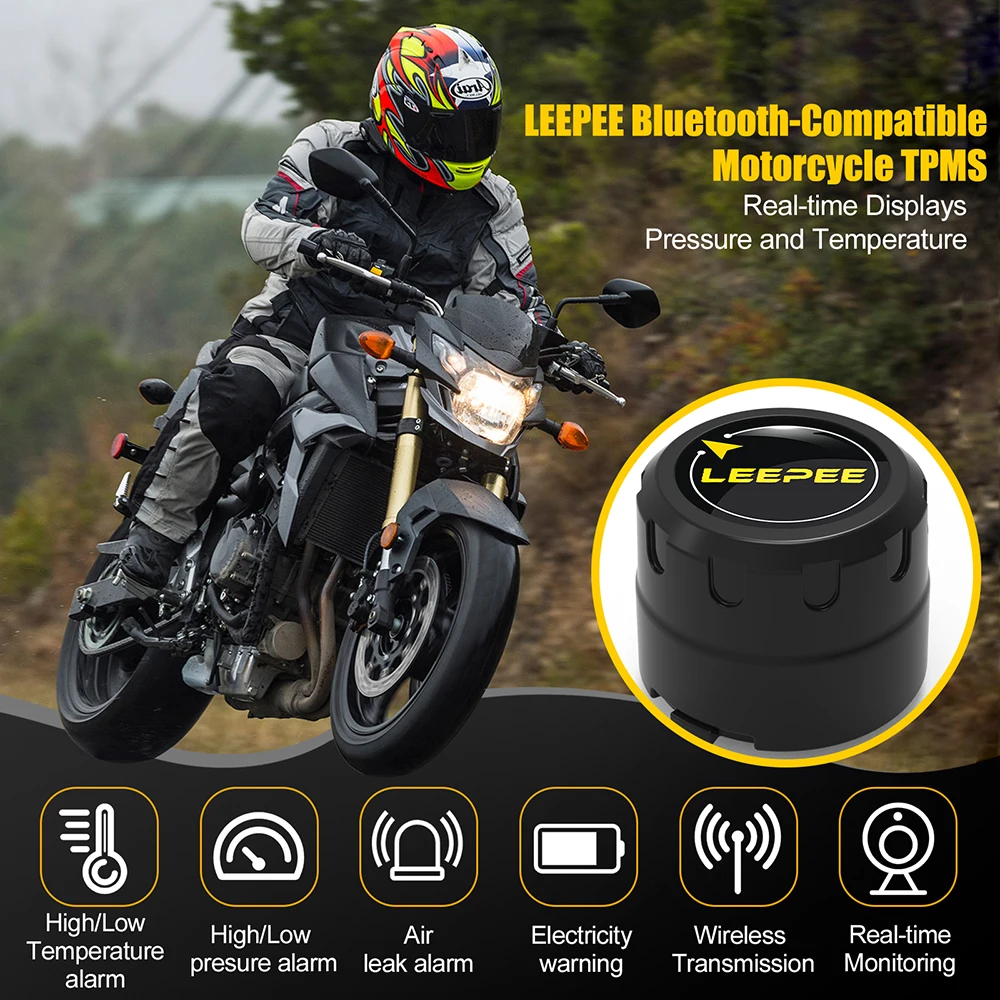 Tire pressure sensor monitor system Bluetooth-Compatible 4.0 5.0 Motorcycle TPMS external sensors Android/IOS General