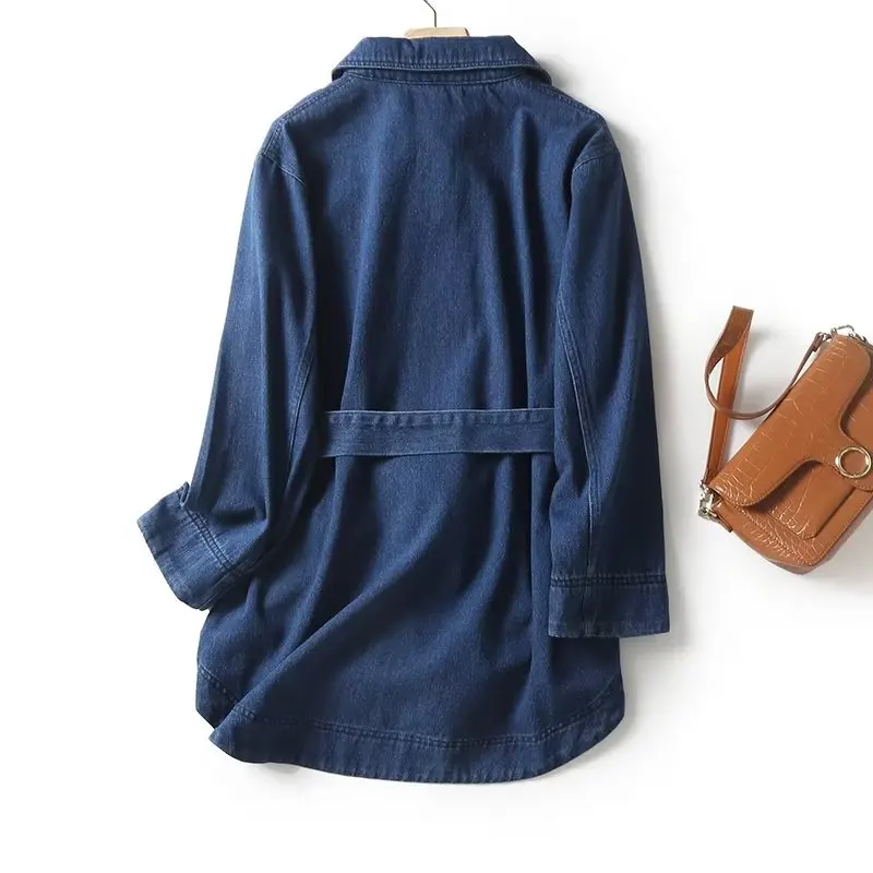 Maxdutti British High Street Vintage Washed Denim Casual Sets Jacket Coat Pocket High Waist Loose Harem Jeans Women 2