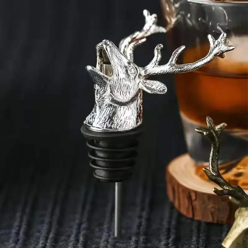 Deer Head Pourer Detachable Oil Wine BottlePourer Cap Spout Stopper Mouth Dispenser Bartender Kitchen Tools Bar Accessories Liquor Pourers Wine Bottle Stoppers Wine Pourers Wine Accessories Liquor Dispenser