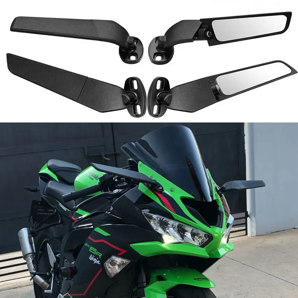 

For Kawasaki Ninja 636 ZX6R ZX-6R ZX636 2009 -2022 2023 Motorcycle Side Mirrors Winglets Wind Wing Adjustable Rotating Rearview