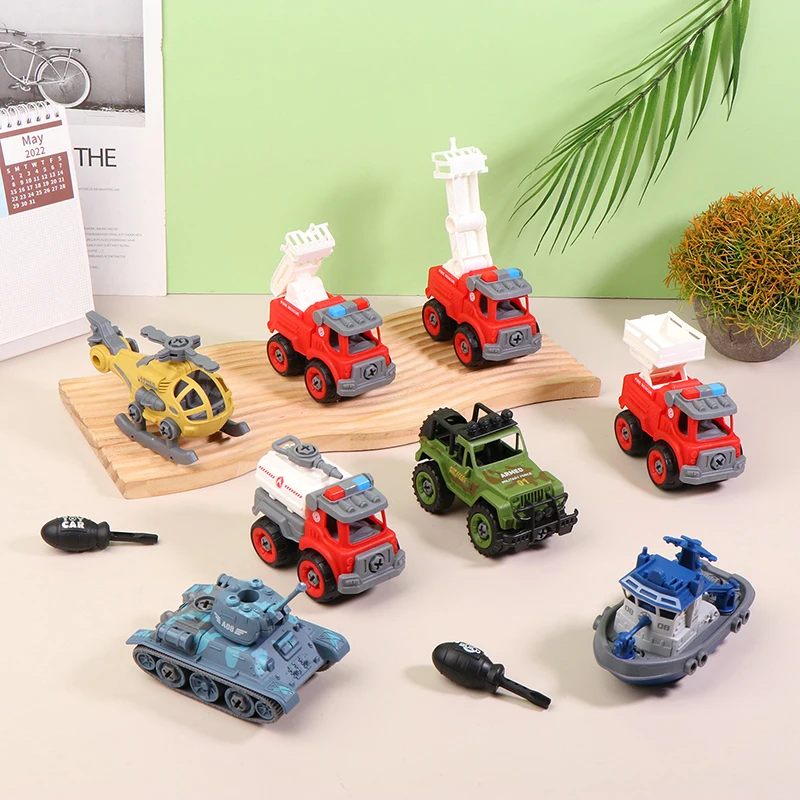 1 Set DIY Construction Truck Farm Toys Screw Helicopter Take Apart Vehicle Toy Build Car For Boy Kid Building Blocks Gift