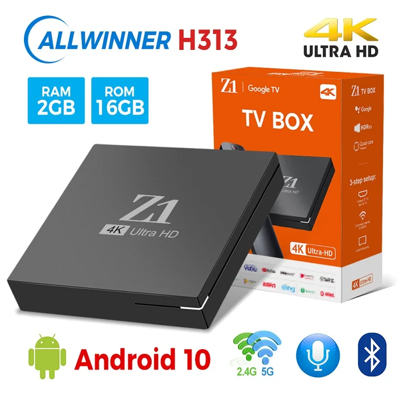 Z1 Smart TV BOX Android 10.0 Allwinner H313 Quad Core 2GB 16GB 4K With Voice Assistant VS Mini X96Q X96Mini Set top box 1GB 8GB