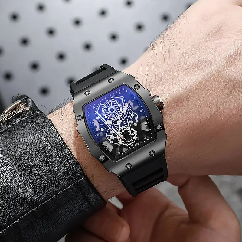 Casual Silicone Band Men's Luxury Sports Quartz Watch with Large Dial